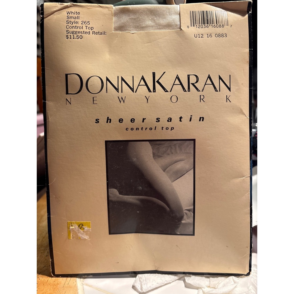 Donna Karan Sheer‎ Satin Tights Women Small White NEW Control Top Style 265